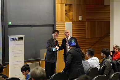 Feb 20 meeting Professor Hopfield and presenting award taken by Dan Vahaba Princeton p 88