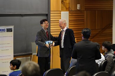 Feb 20 meeting Professor Hopfield and presenting award taken by Dan Vahaba Princeton p 90