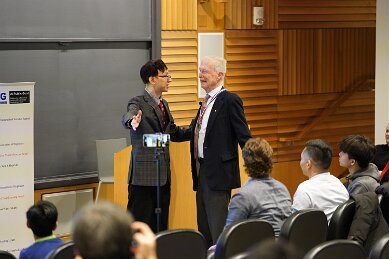 Feb 20 meeting Professor Hopfield and presenting award taken by Dan Vahaba Princeton p 91