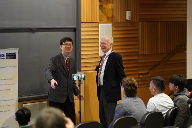 Feb 20 meeting Professor Hopfield and presenting award taken by Dan Vahaba Princeton p 93