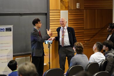 Feb 20 meeting Professor Hopfield and presenting award taken by Dan Vahaba Princeton p 95
