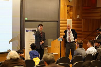 Feb 20 meeting Professor Hopfield and presenting award taken by Dan Vahaba Princeton p 97
