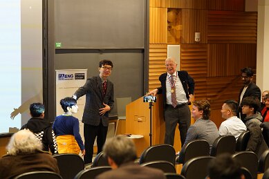 Feb 20 meeting Professor Hopfield and presenting award taken by Dan Vahaba Princeton p 98
